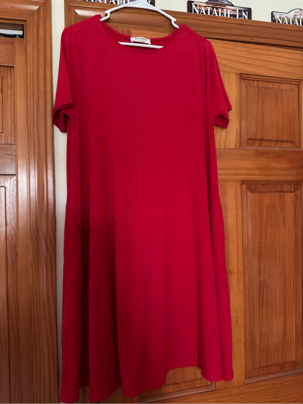Zenana Outfitters Red Midi A-Line Short Sleeve Dress